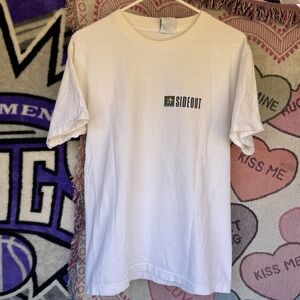 Size‎ L - Vtg 90S GRAPHIC LOGO SIDEOUT BEACH VOLLEYBALL SURF SINGLE STITCH WHITE